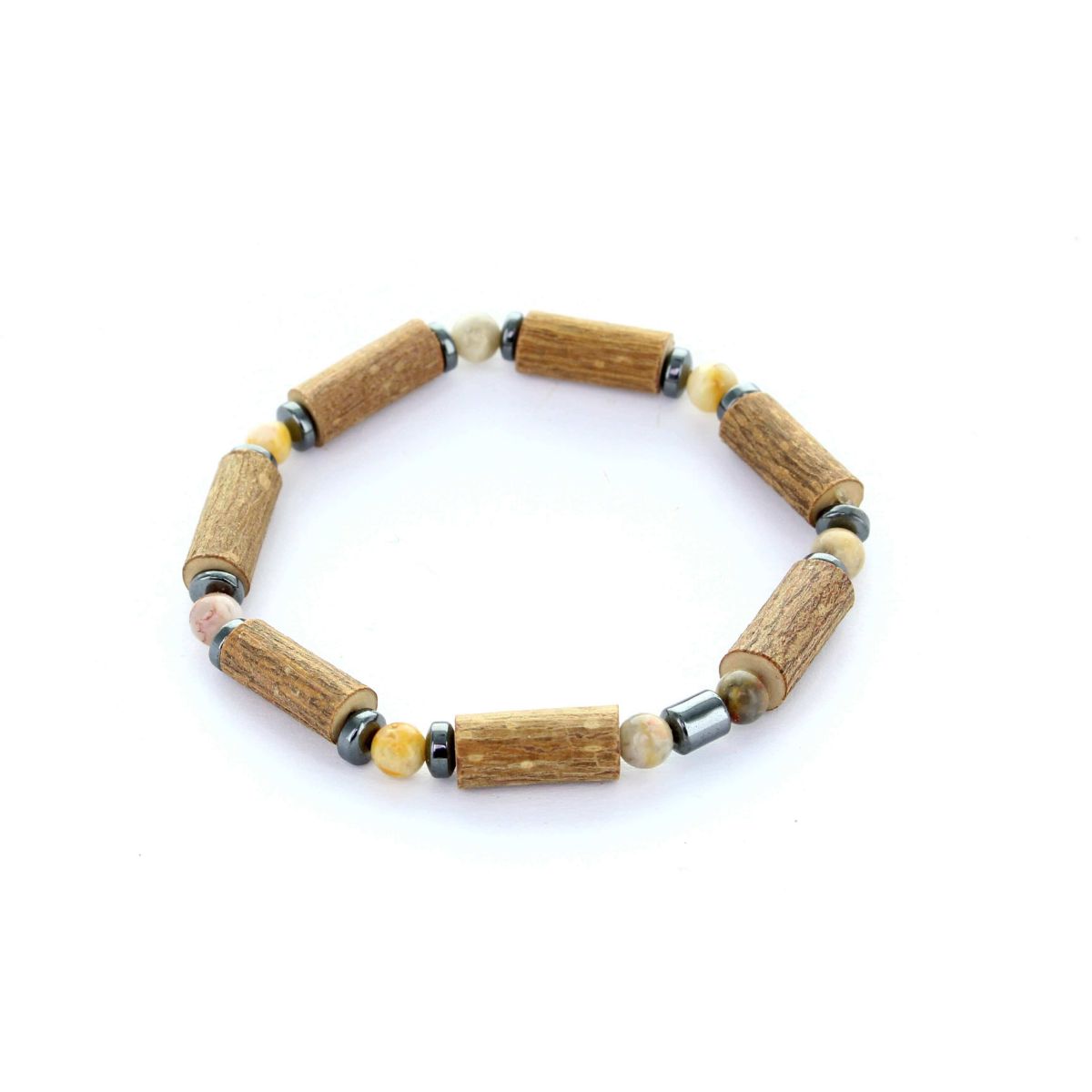 Bracelet Agate & Noisetier - Equilibre et Stabilité Naturelle pour Femme et Homme, Hématite