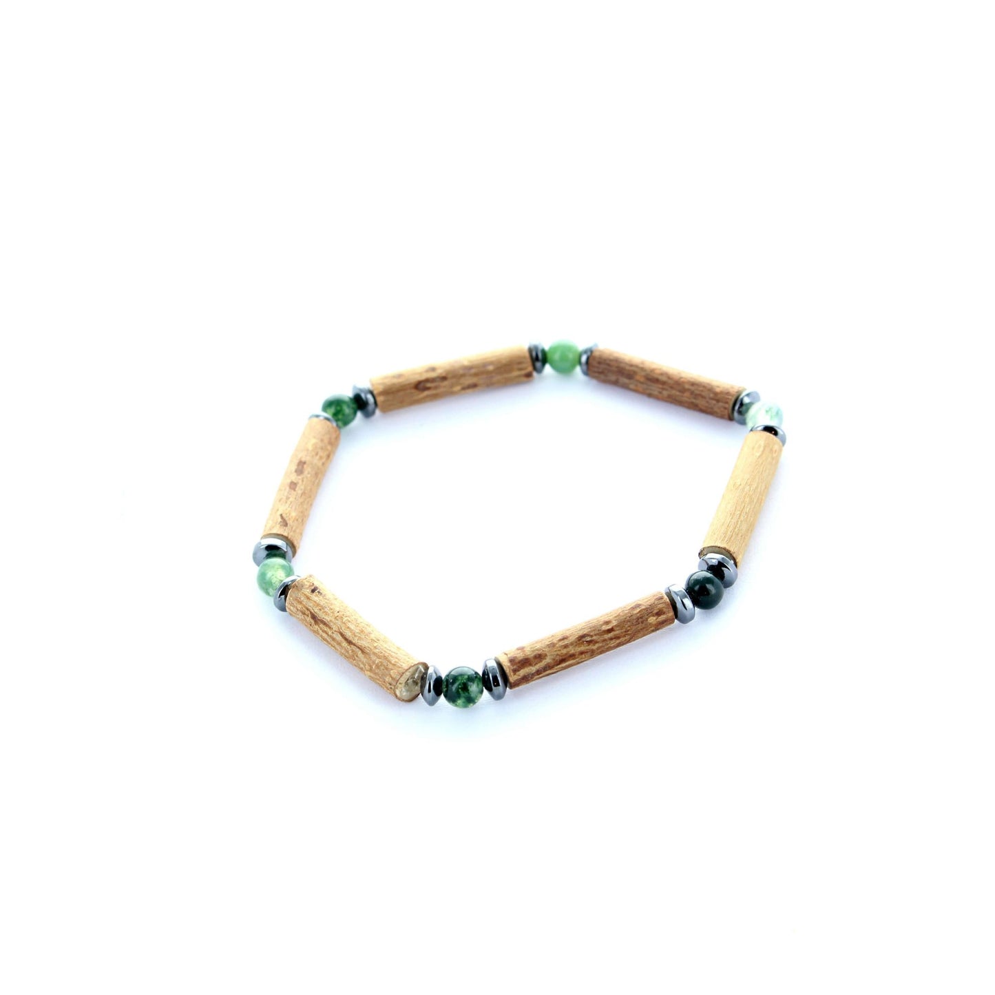 Bracelet Agate Mousse & Hématite : Équilibre naturel, énergie bienfaisante, conception artisanale pour une énergie vibrante au quotidien