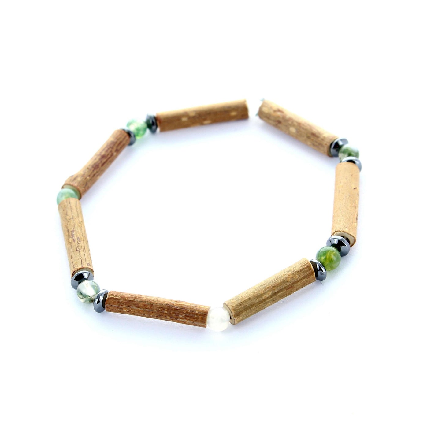 Bracelet Agate Mousse & Hématite : Équilibre naturel, énergie bienfaisante, conception artisanale pour une énergie vibrante au quotidien