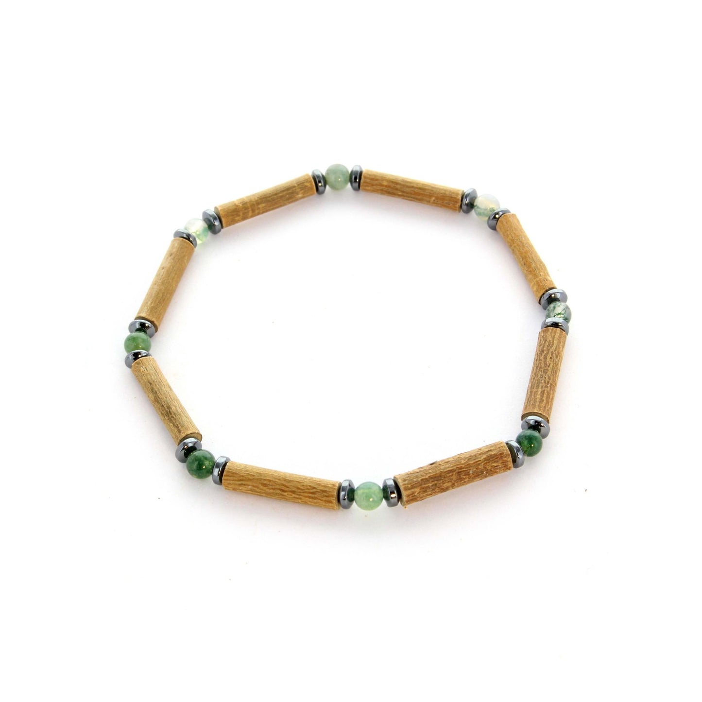 Bracelet Agate Mousse & Hématite : Équilibre naturel, énergie bienfaisante, conception artisanale pour une énergie vibrante au quotidien
