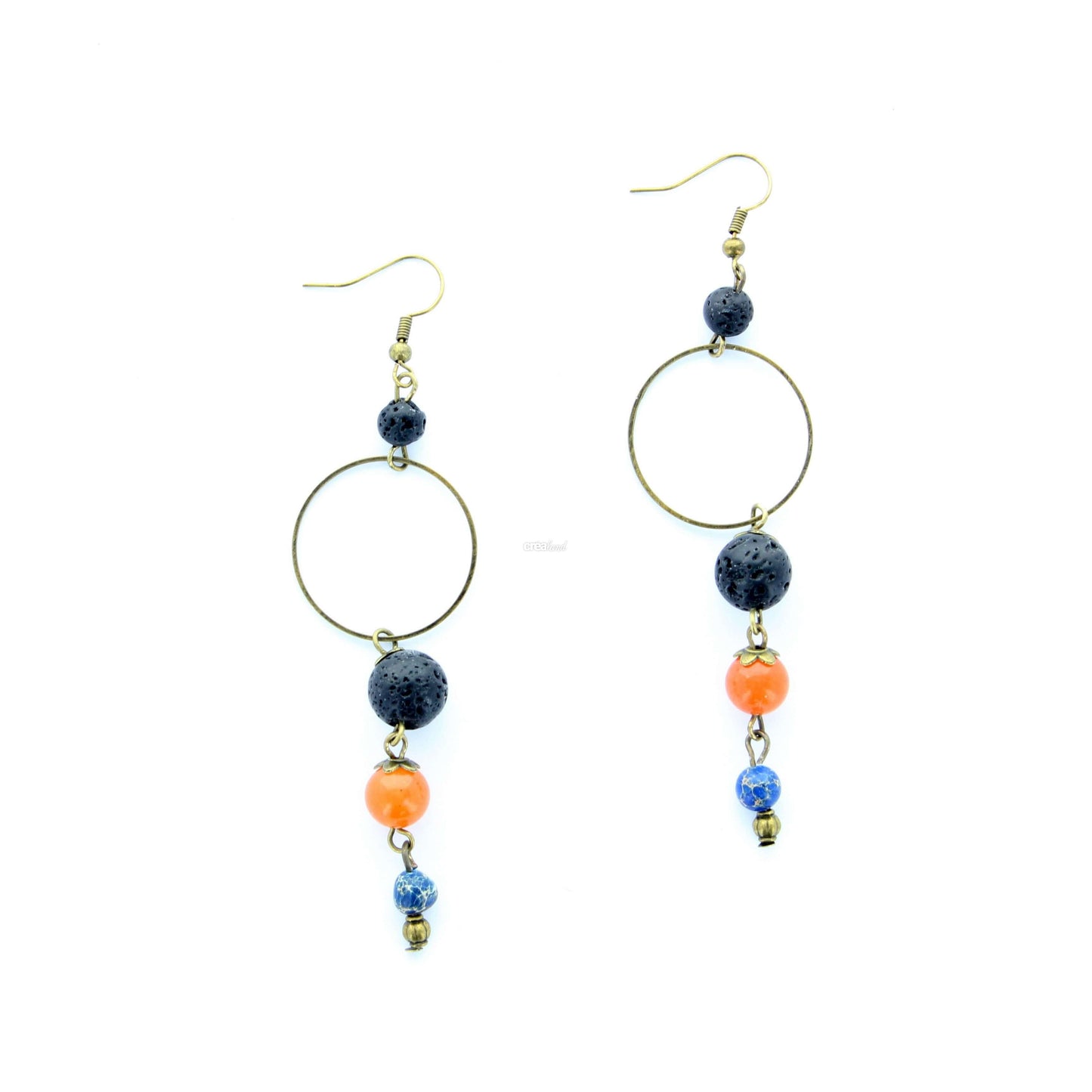 Boucle d'oreilles | Pierre lapis lazuli | Pierre de Lave | Cornaline | Modèle 7