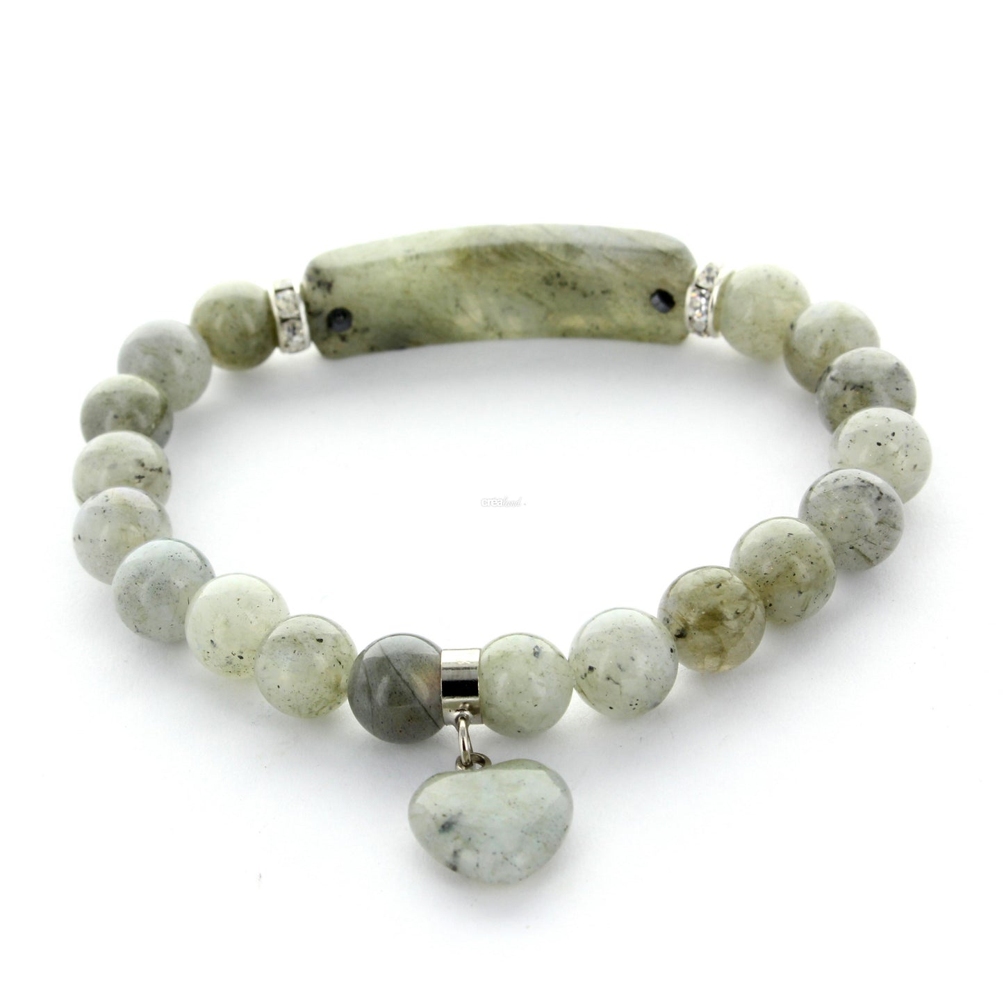 Bracelet en pierre labradorite et son coeur