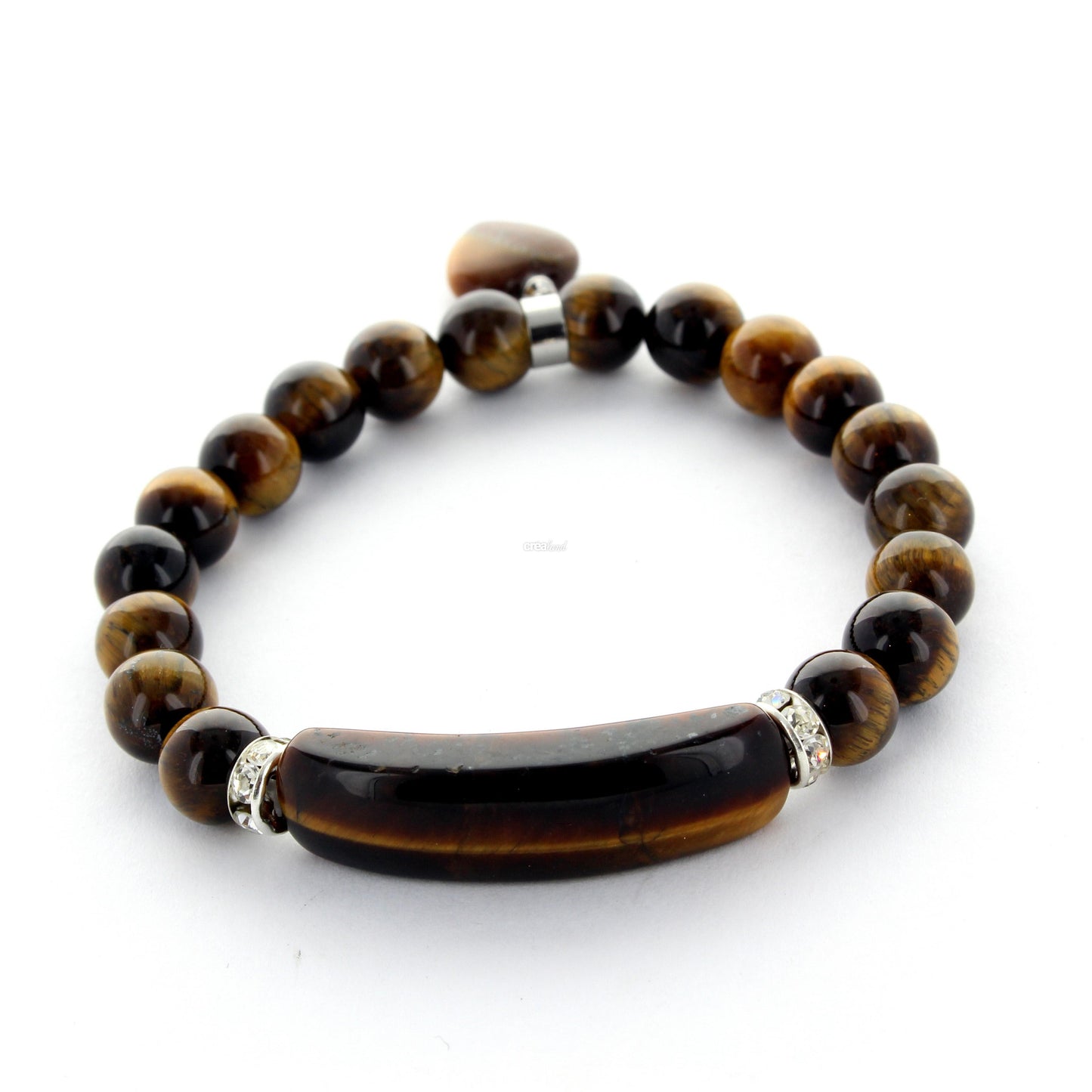 Bracelet en pierre oeil de tigre et coeur