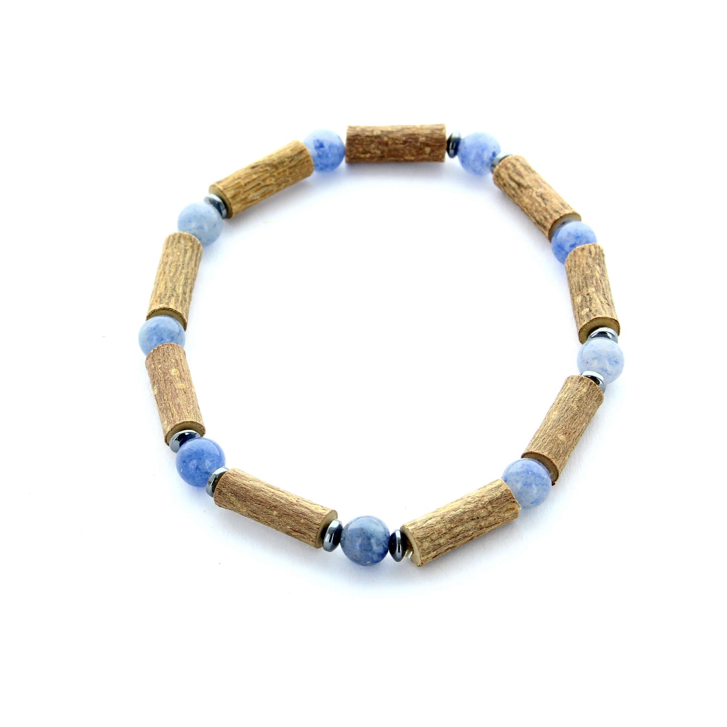 Bracelet Aventurine bleue, hématite & noisetier : tranquillité, sérénité et vitalité naturelle
