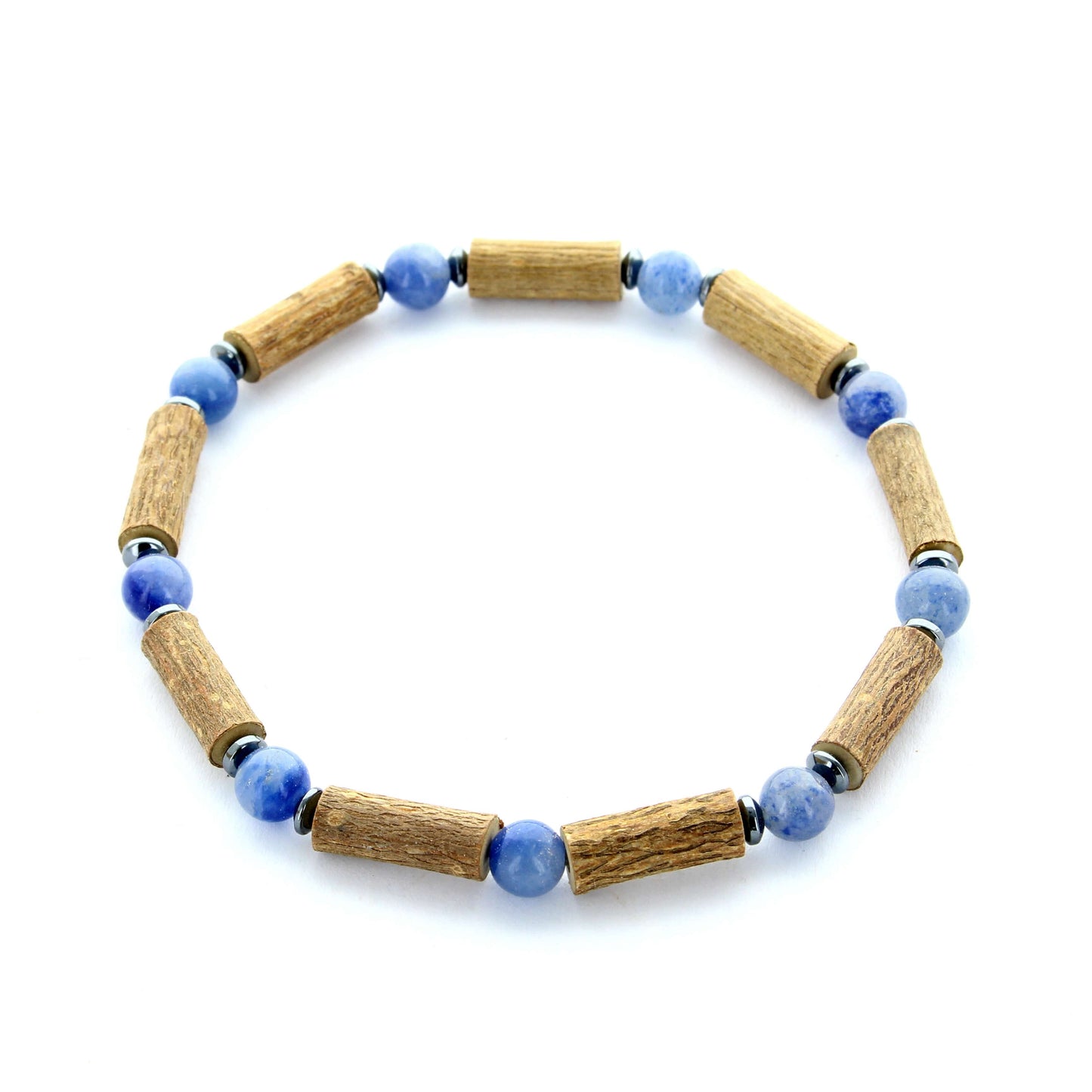 Bracelet Aventurine bleue, hématite & noisetier : tranquillité, sérénité et vitalité naturelle