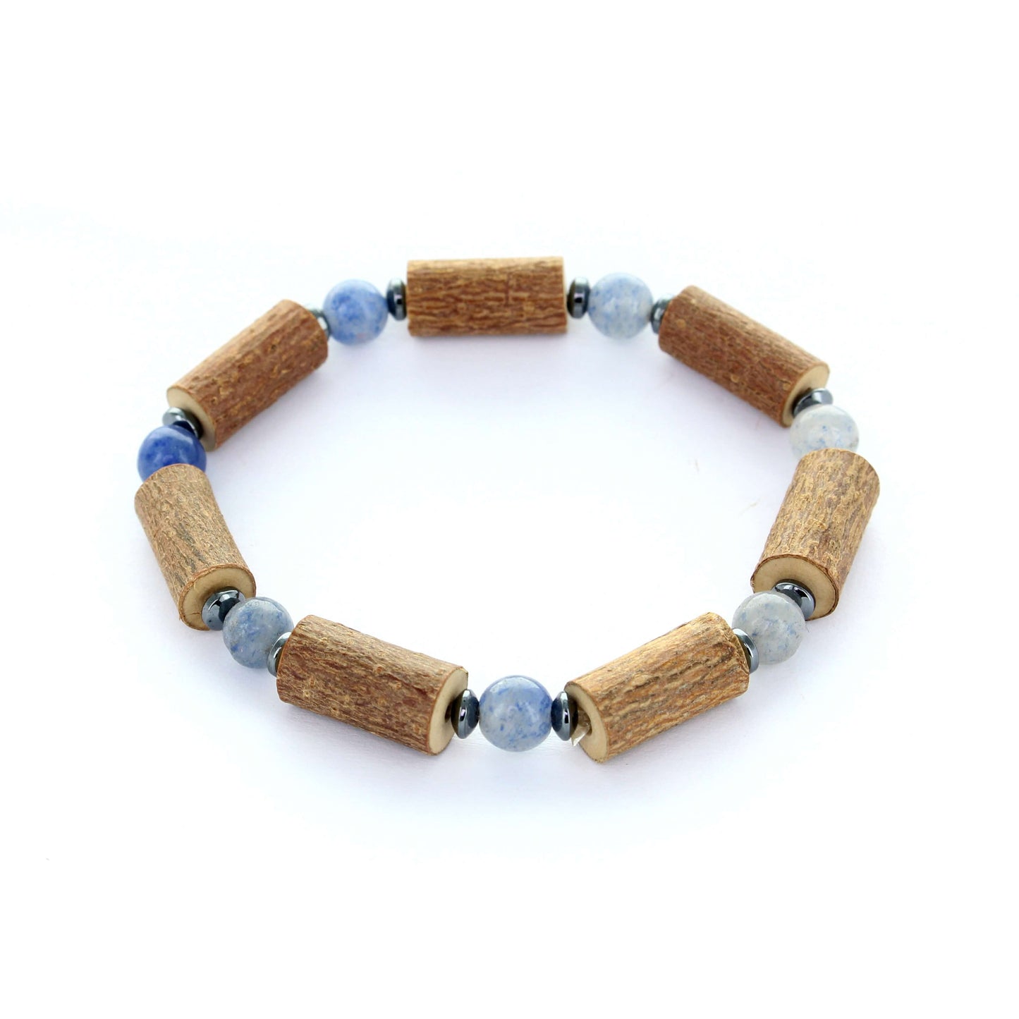 Bracelet Aventurine bleue, hématite & noisetier : tranquillité, sérénité et vitalité naturelle