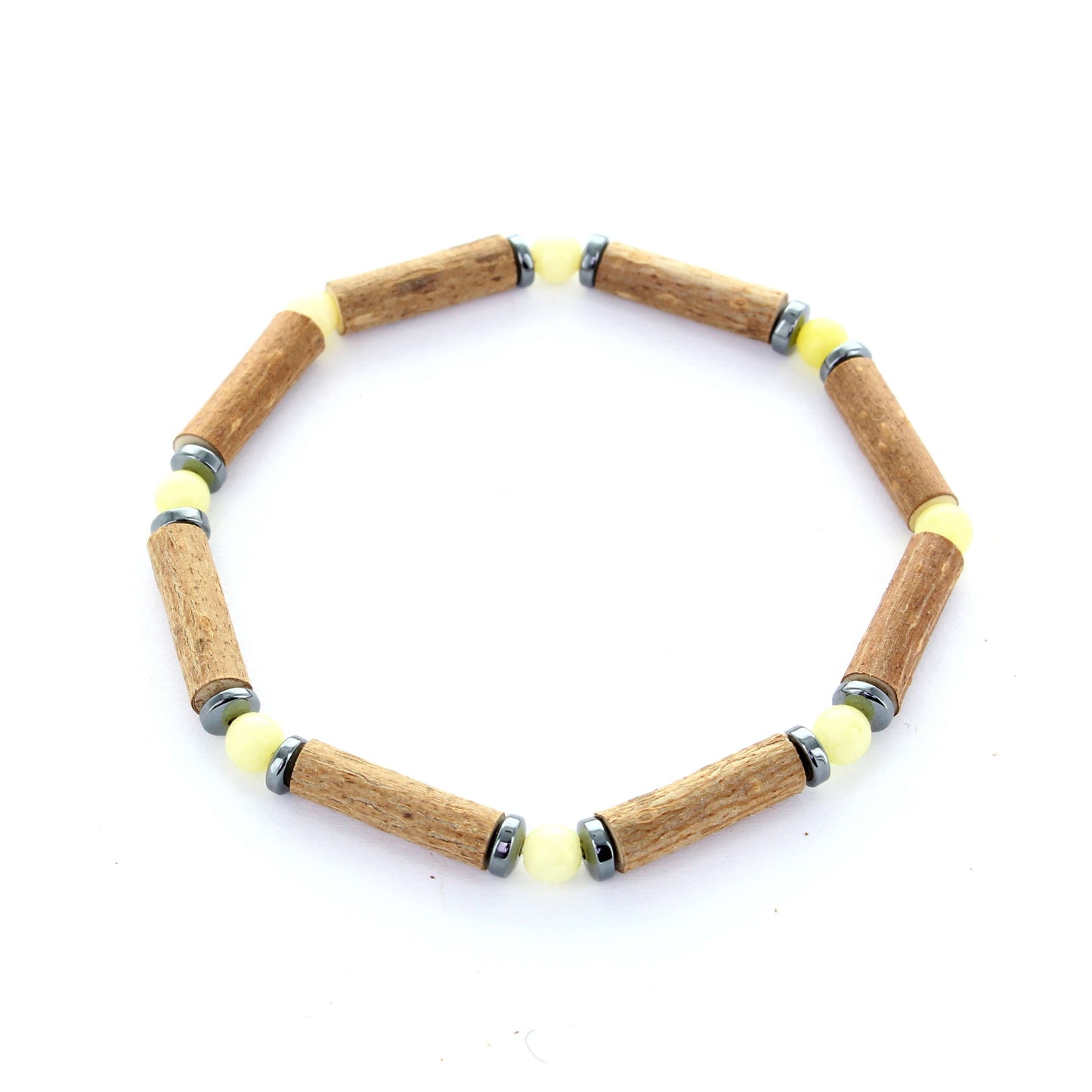 Bracelet Dolomite Jaune - Équilibre Émotionnel, Apaisement Naturel avec Noisetier, Protection grâce à l'Hématite