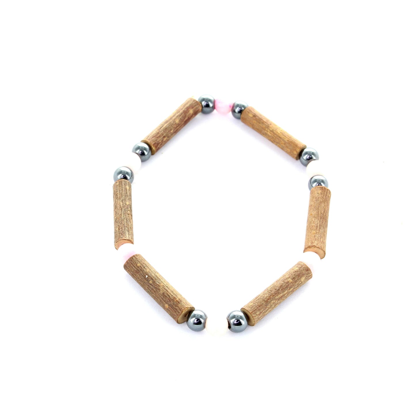 Bracelet Dolomite Rose aux Vertus Apaisantes - Noisetier et Hématite pour Équilibre et Protection