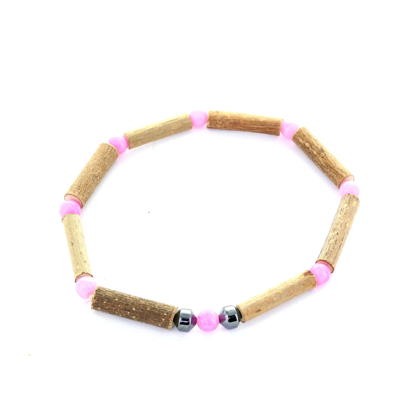Bracelet Dolomite Rose aux Vertus Apaisantes - Noisetier et Hématite pour Équilibre et Protection