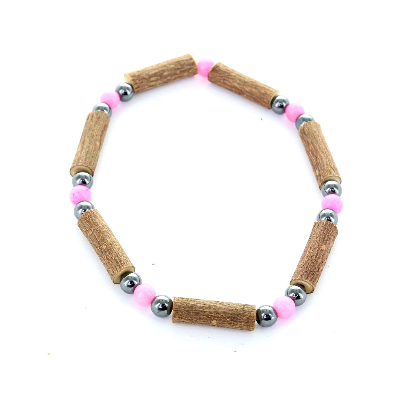 Bracelet Dolomite Rose aux Vertus Apaisantes - Noisetier et Hématite pour Équilibre et Protection