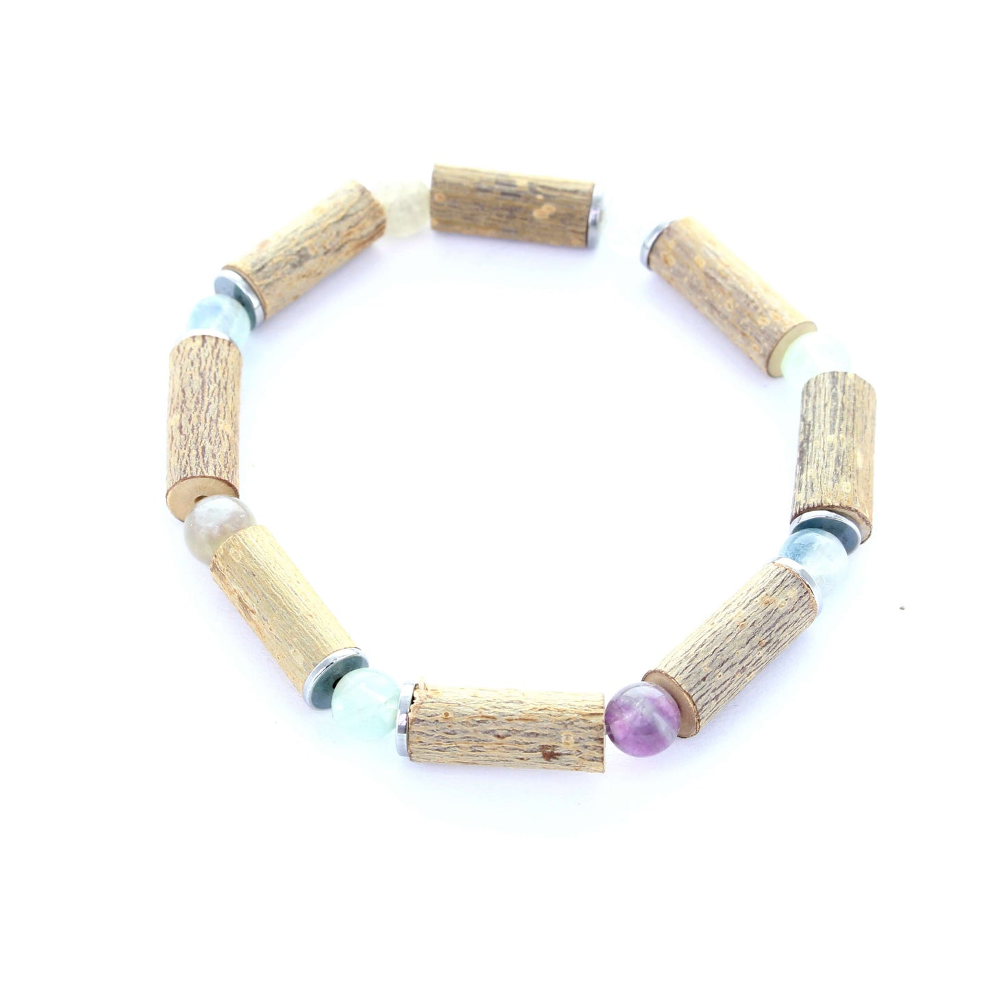 Bracelet Fluorite pour la Clarté Mentale et la Concentration, avec Noisetier et Hématite pour l'Équilibre Émotionnel