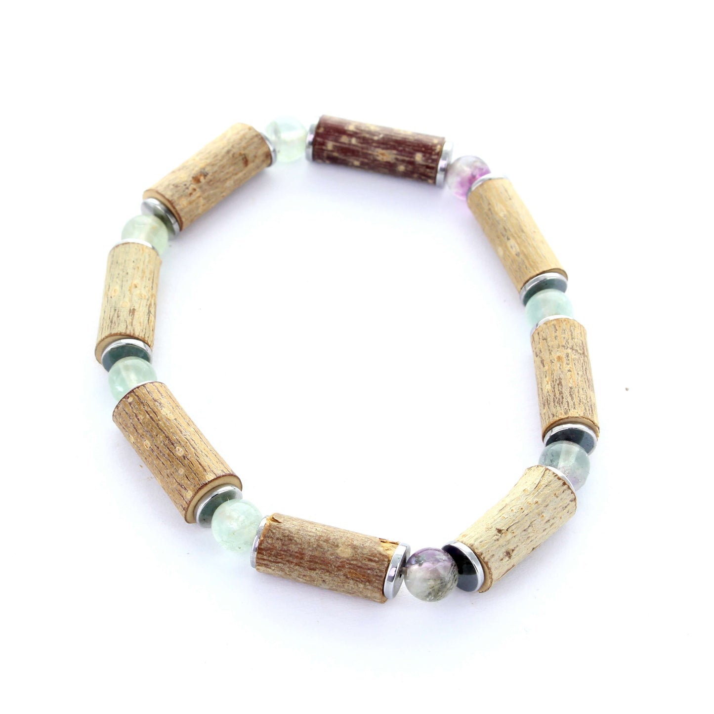 Bracelet Fluorite pour la Clarté Mentale et la Concentration, avec Noisetier et Hématite pour l'Équilibre Émotionnel