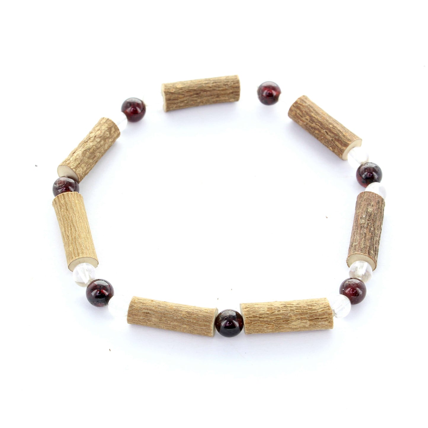 Bracelet Grenat, Cristal de Roche et Noisetier : Confiance en Soi, Clarté et Soulagement Naturel