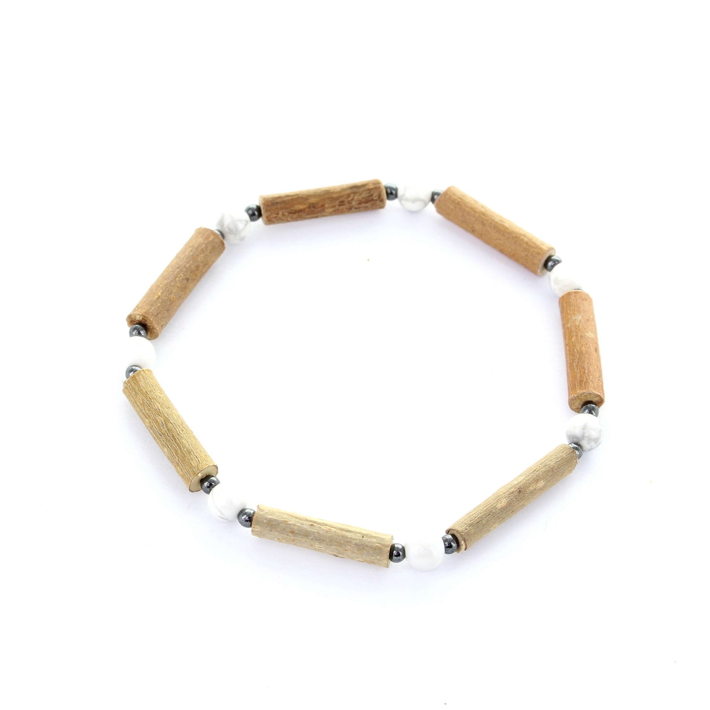 Bracelet en Noisetier et Howlite – Sérénité et Équilibre