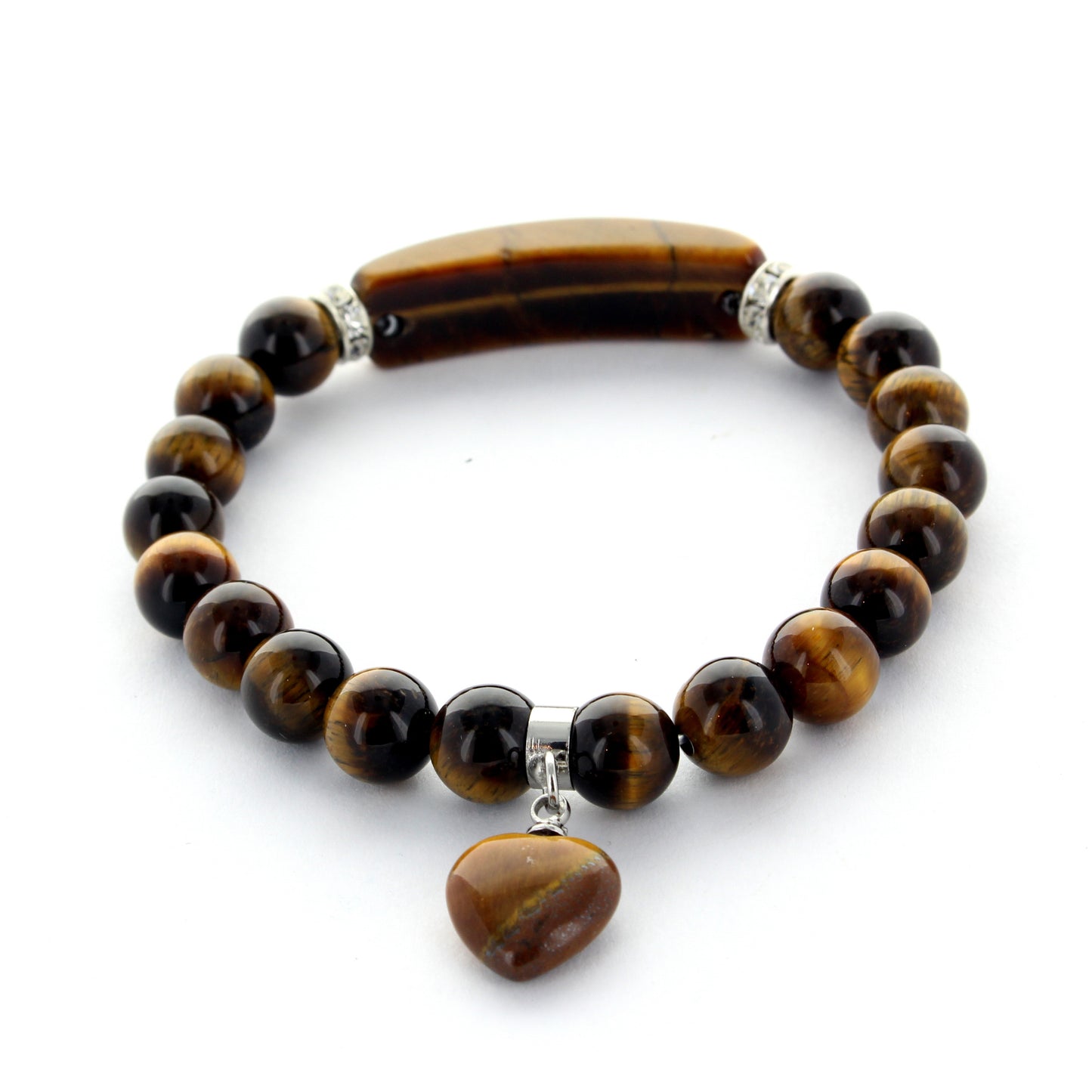 Bracelet en pierre oeil de tigre et coeur