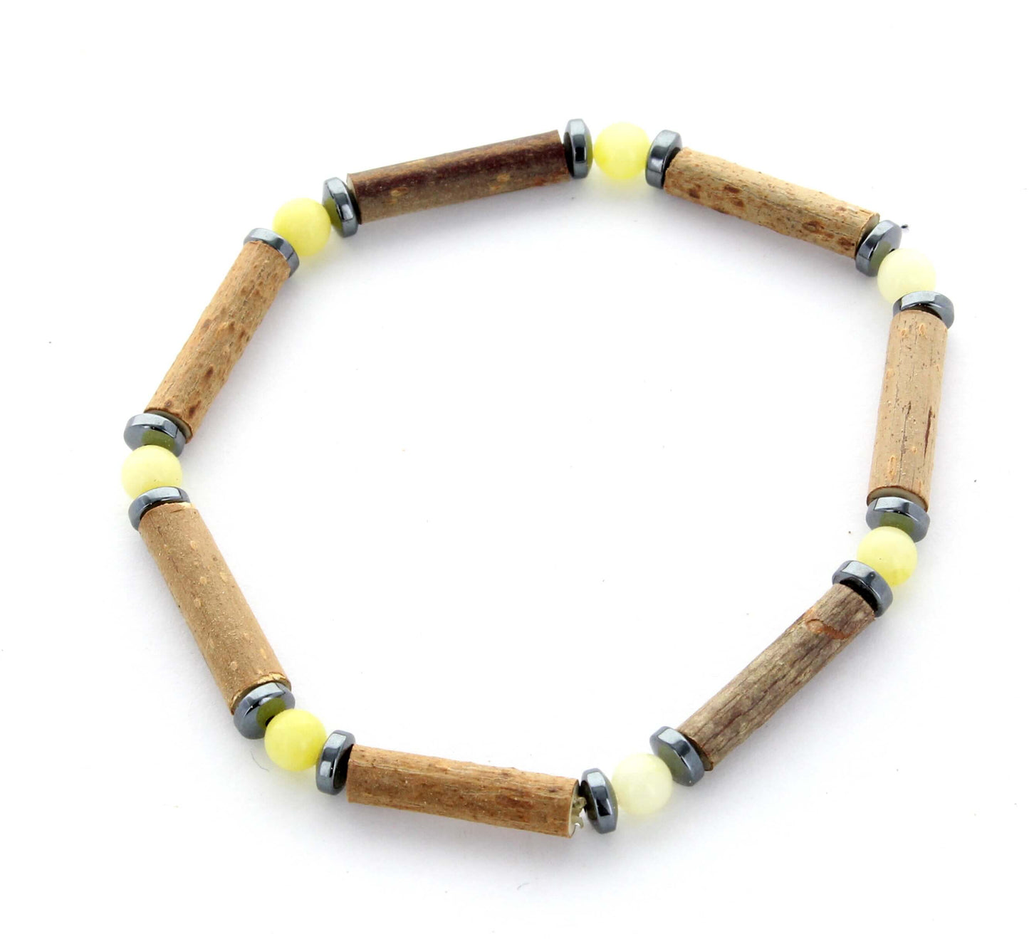 Bracelet Dolomite Jaune - Équilibre Émotionnel, Apaisement Naturel avec Noisetier, Protection grâce à l'Hématite