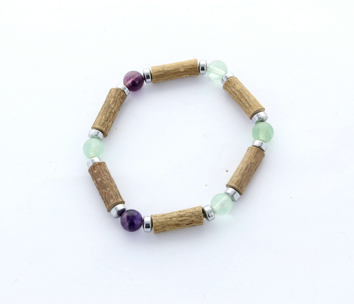 Bracelet Fluorite pour la Clarté Mentale et la Concentration, avec Noisetier et Hématite pour l'Équilibre Émotionnel