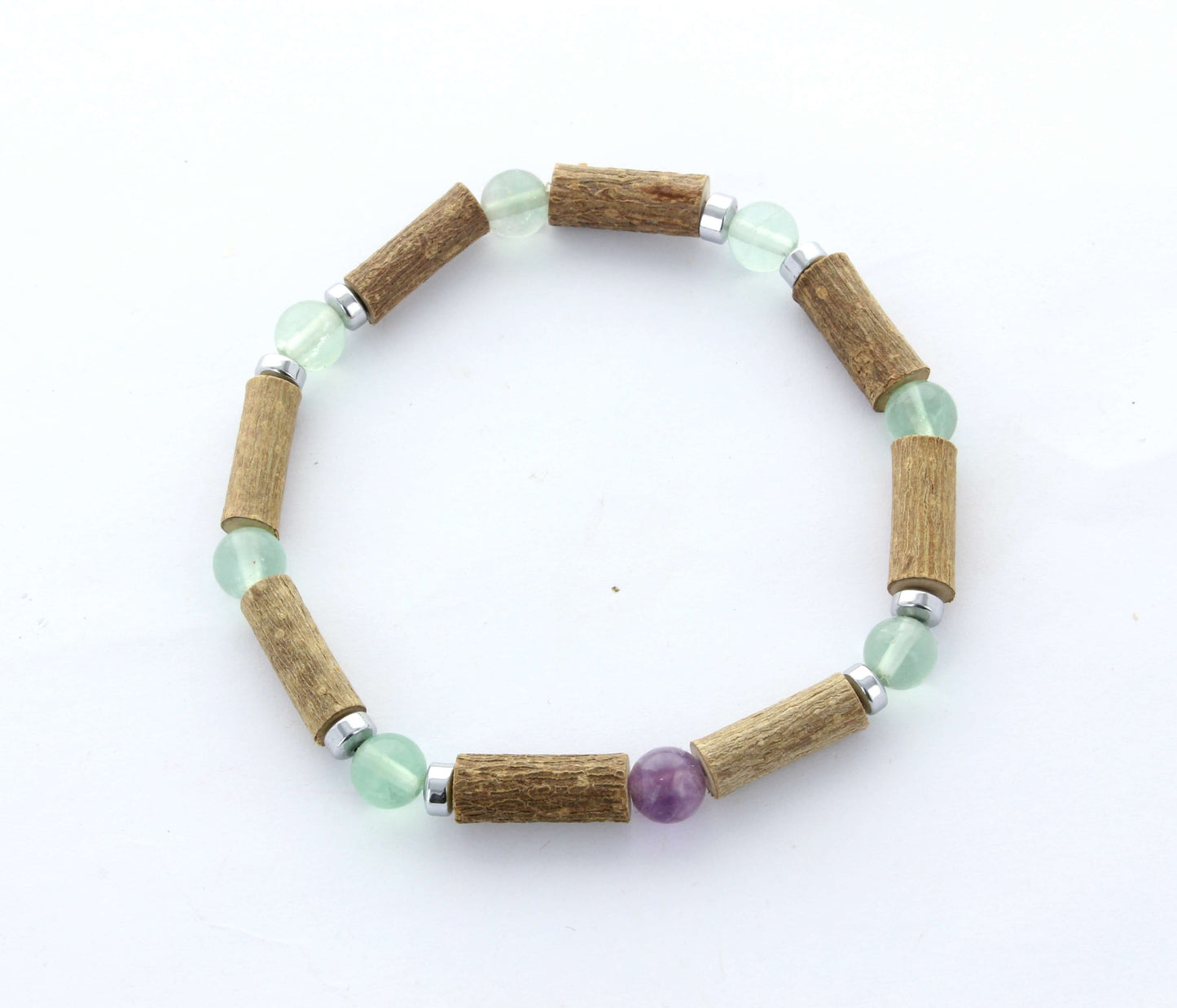 Bracelet Fluorite pour la Clarté Mentale et la Concentration, avec Noisetier et Hématite pour l'Équilibre Émotionnel