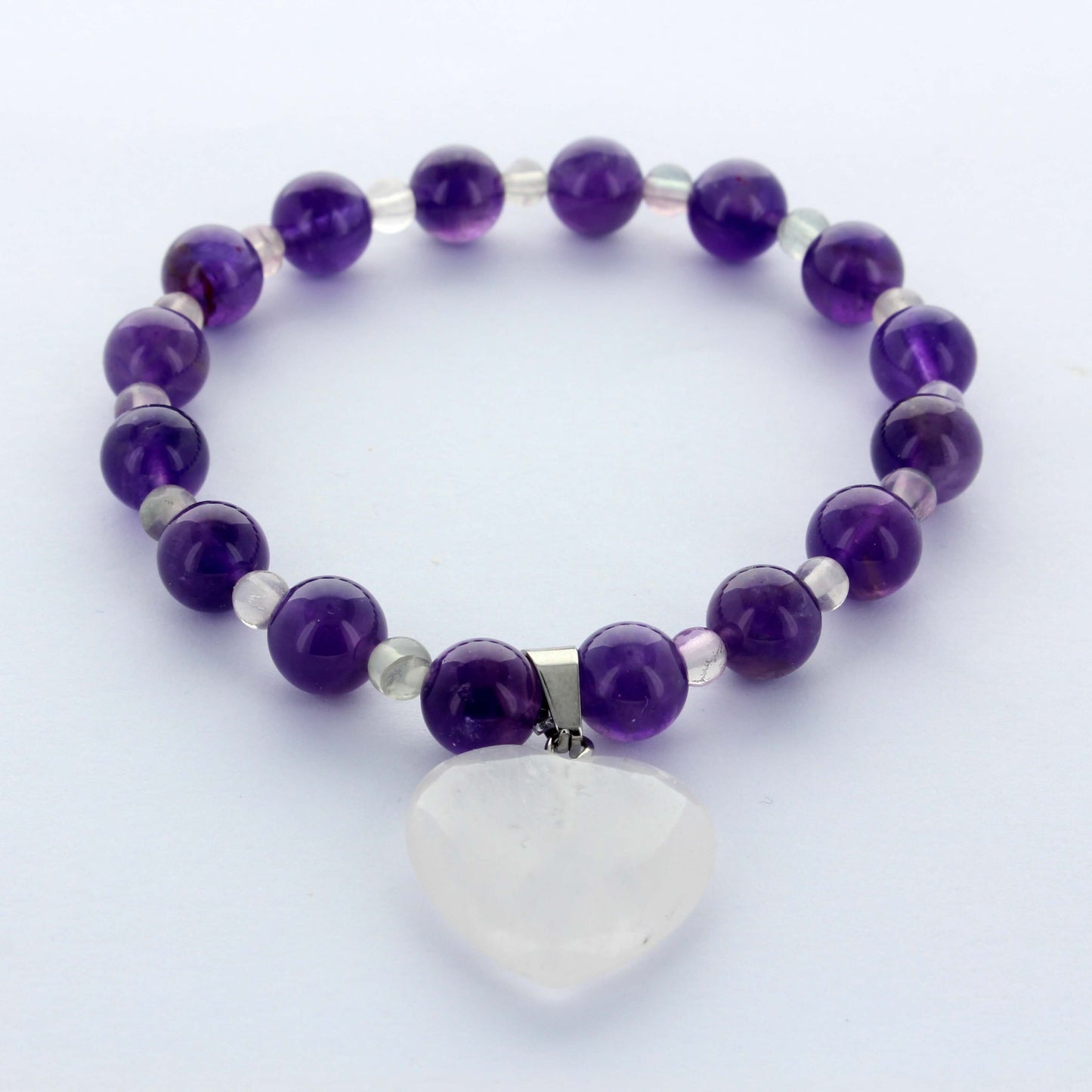 Bracelet en pierre améthyste et pierre fluorite et cristal de roche m1