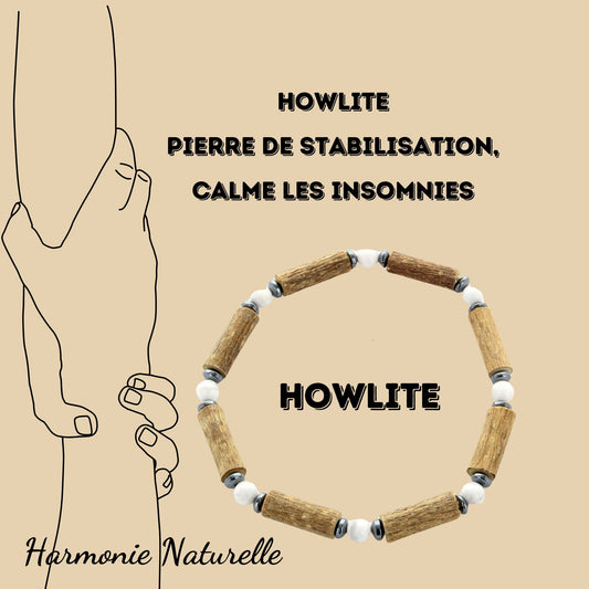 Bracelet en Noisetier et Howlite – Sérénité et Équilibre