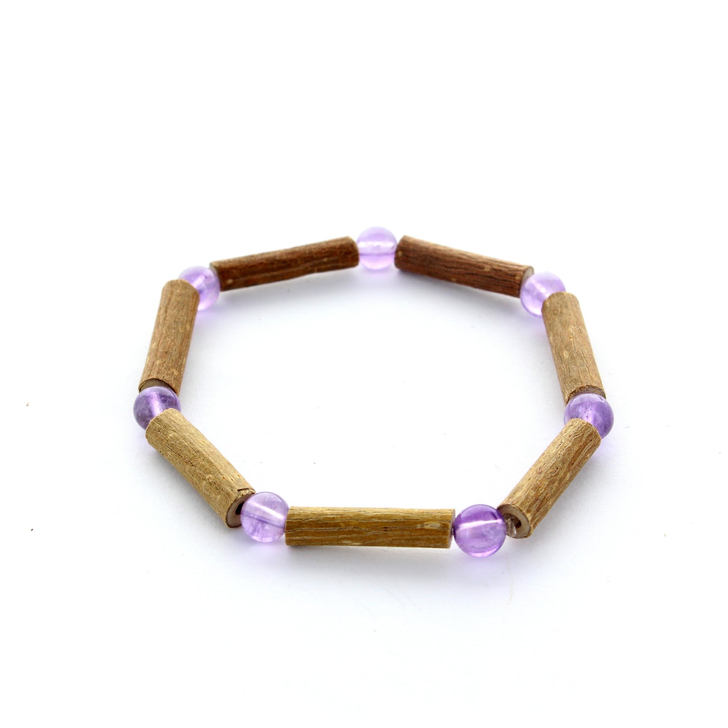 Bracelet Améthyste et Noisetier - Équilibre et Sérénité naturelle
