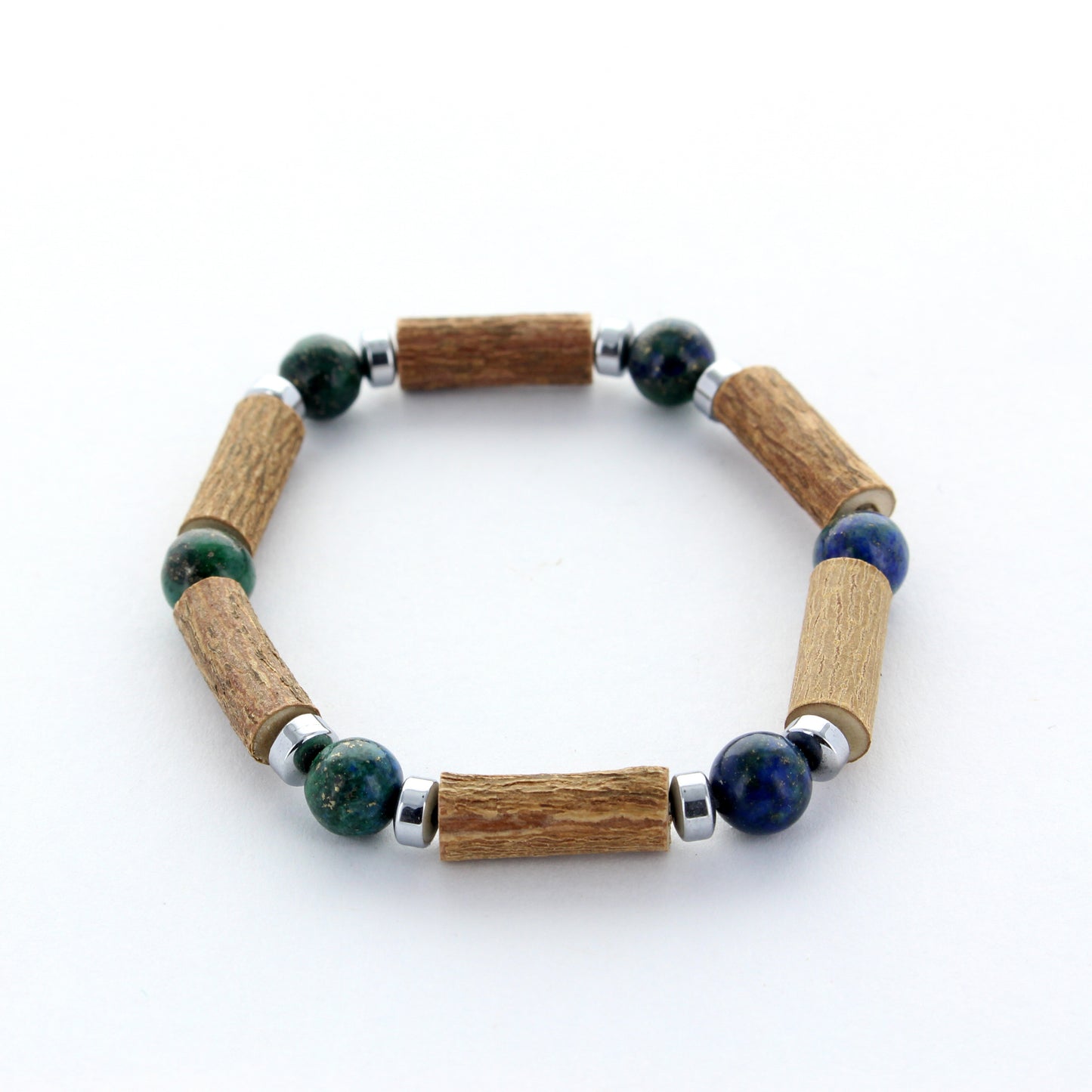 Bracelet Chrysocolle : Apaisement et Énergie Positive avec Noisetier et Hématite
