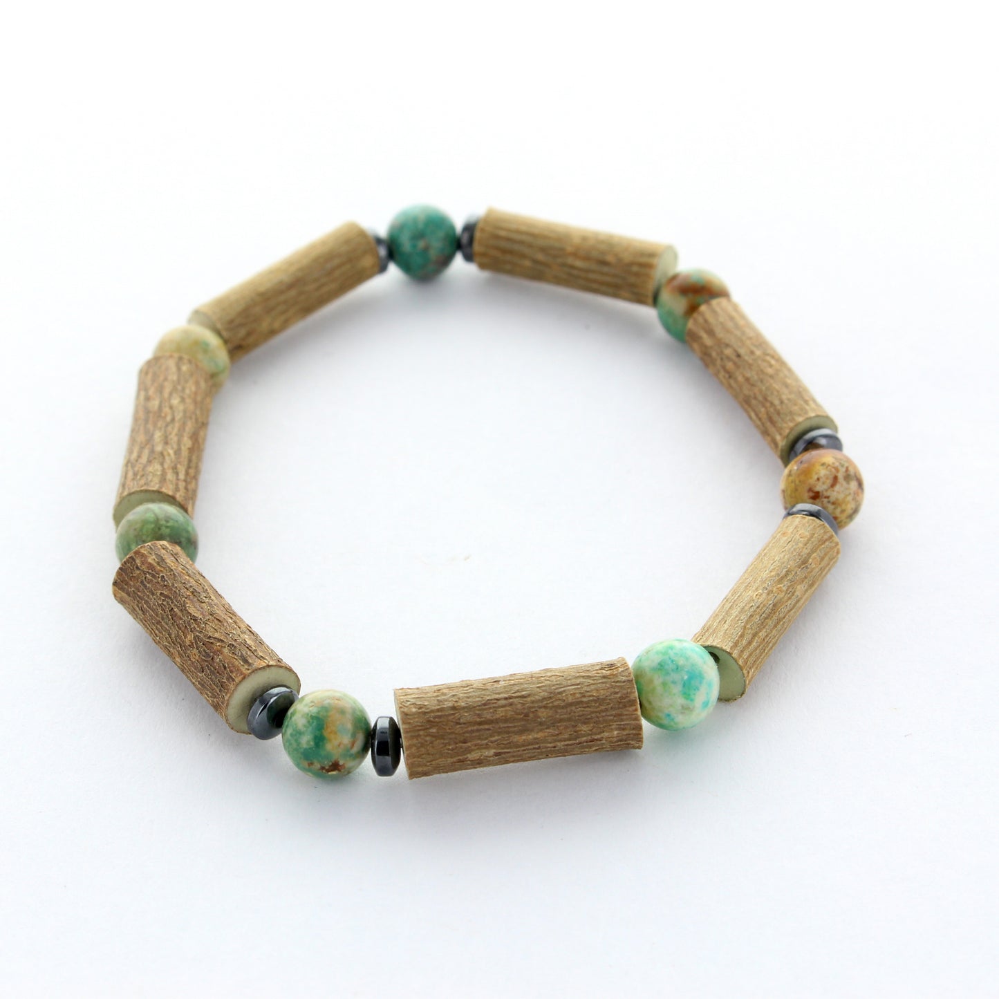 Bracelet Chrysocolle : Apaisement et Énergie Positive avec Noisetier et Hématite