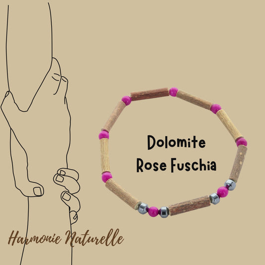 Bracelet Dolomite Fuchsia et Noisetier - Bien-être et Harmonie Énergétique