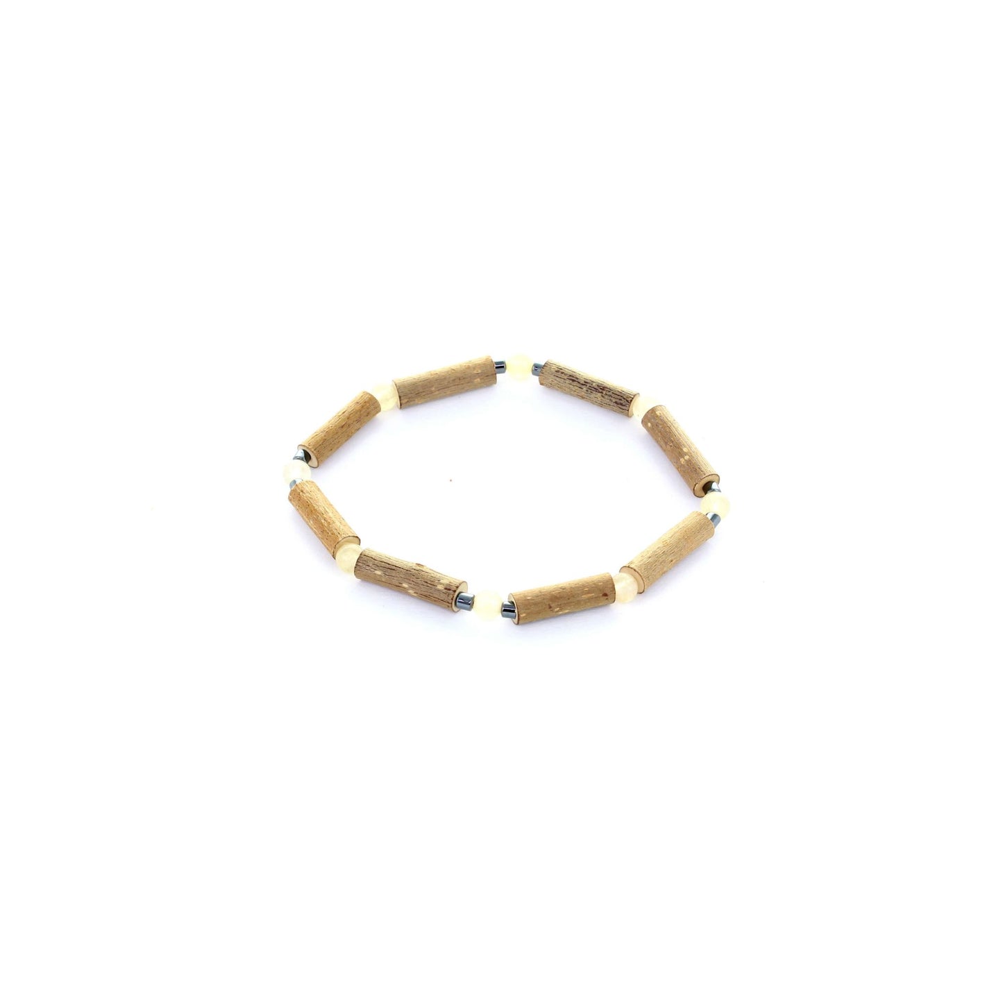 Bracelet Aventurine Jaune : Énergie Positive pour ce bijou artisanal en Noisetier et Hématite