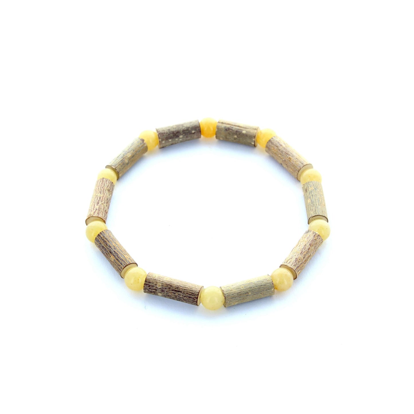 Bracelet Énergétique en Noisetier, Aventurine Jaune & Hématite pour une Harmonie Naturelle.