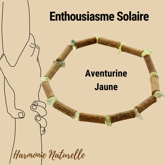 Bracelet Aventurine Jaune et Noisetier : Énergie Positive avec Perles "Puces