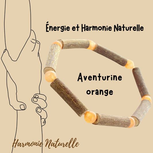 Bracelet en Aventurine Orange pour Énergie Positive - Vertus du Noisetier