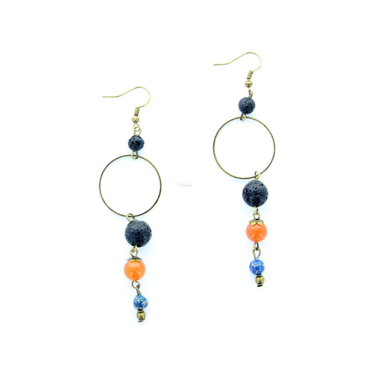 Boucle d'oreilles | Pierre lapis lazuli  | Pierre de Lave | Cornaline | Modèle 7