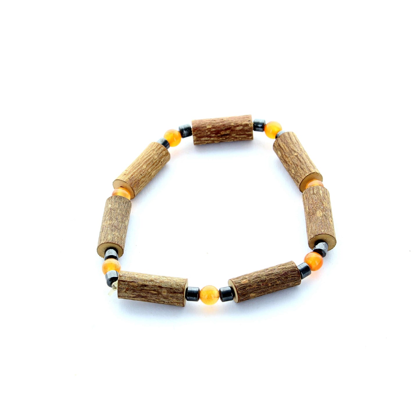 Bracelet en Cornaline pour la Vitalité et la Confiance en Soi avec Noisetier et Hématite