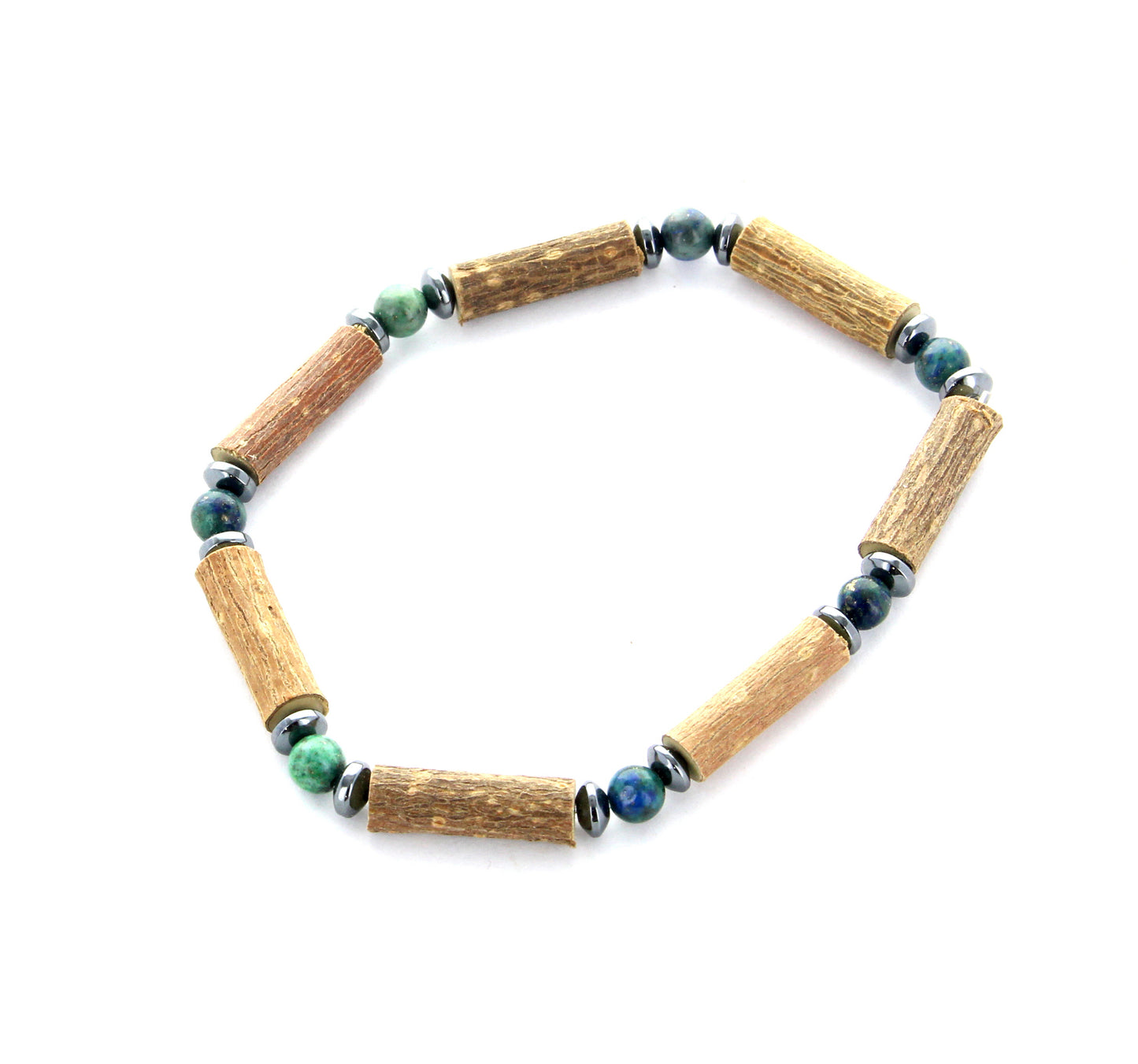 Bracelet Chrysocolle - Apaisement Assuré avec Noisetier et Hématite pour une Harmonie Naturelle