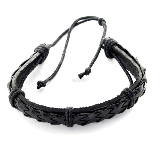 Bracelet en cuir réglable noir m 02