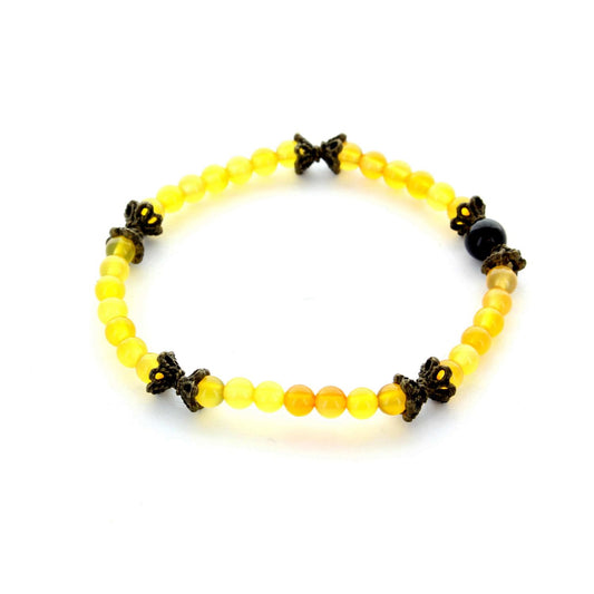 Bracelet en pierre jade orange et noir m3