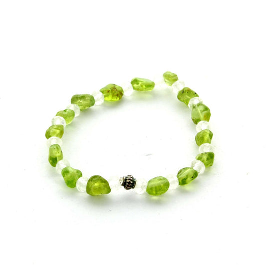 Bracelet en pierre péridot et cristal de roche m1