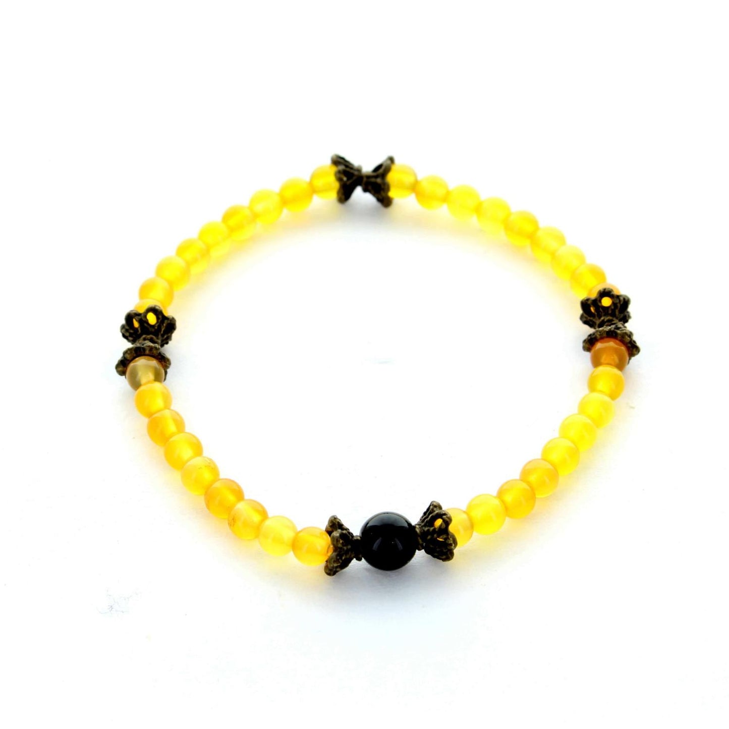 Bracelet en pierre jade orange et noir m3