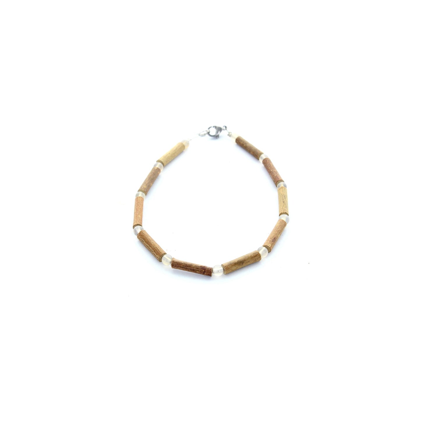 Bracelet de Cheville Agate Grise & Noisetier - Ancrage Profond pour Équilibre et Stabilité. Une touche d'Équilibre Naturel et d'Élégance Bohème pour vos pas.