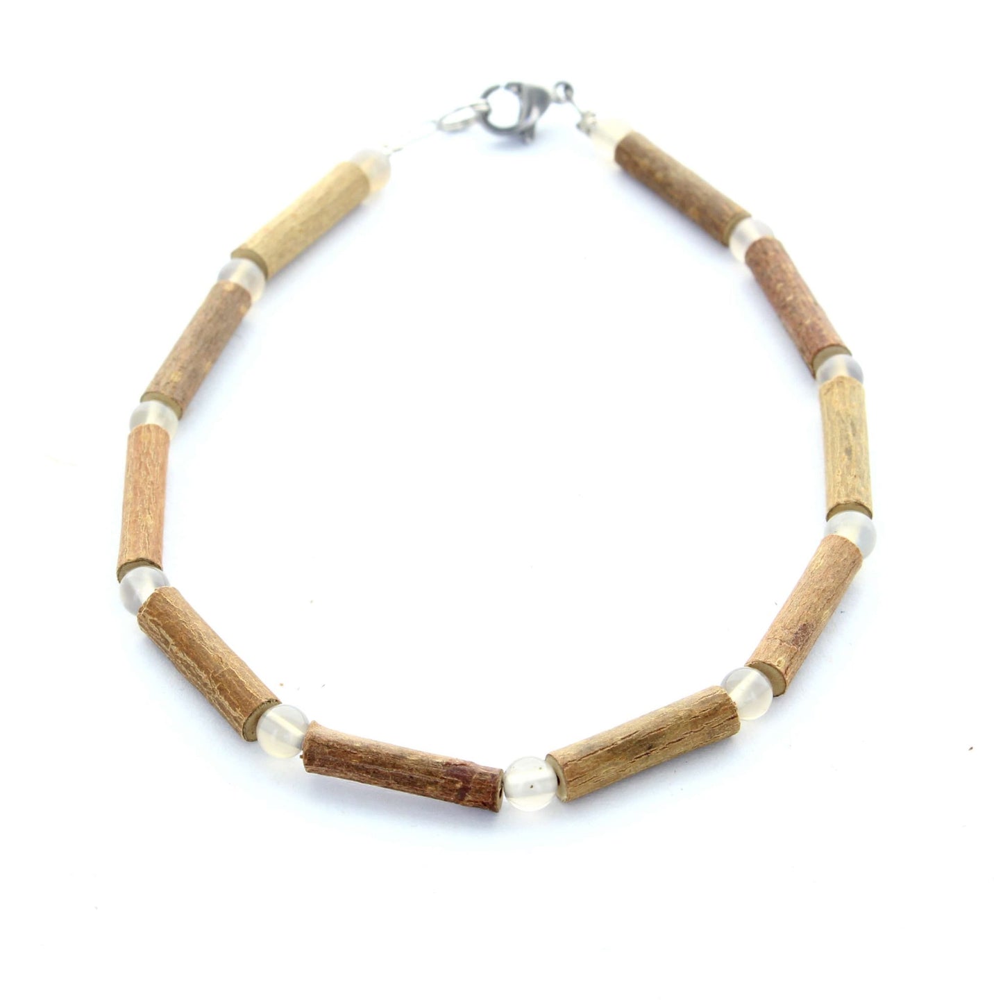 Bracelet de Cheville Agate Grise & Noisetier - Ancrage Profond pour Équilibre et Stabilité. Une touche d'Équilibre Naturel et d'Élégance Bohème pour vos pas.