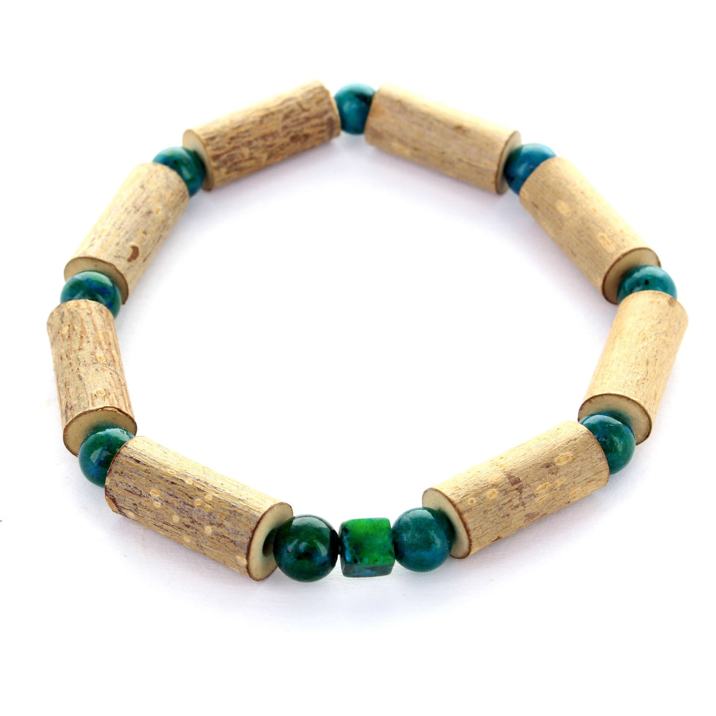 Bracelet Chrysocolle - Apaisement, Bienfaits Naturels avec Noisetier et Hématite