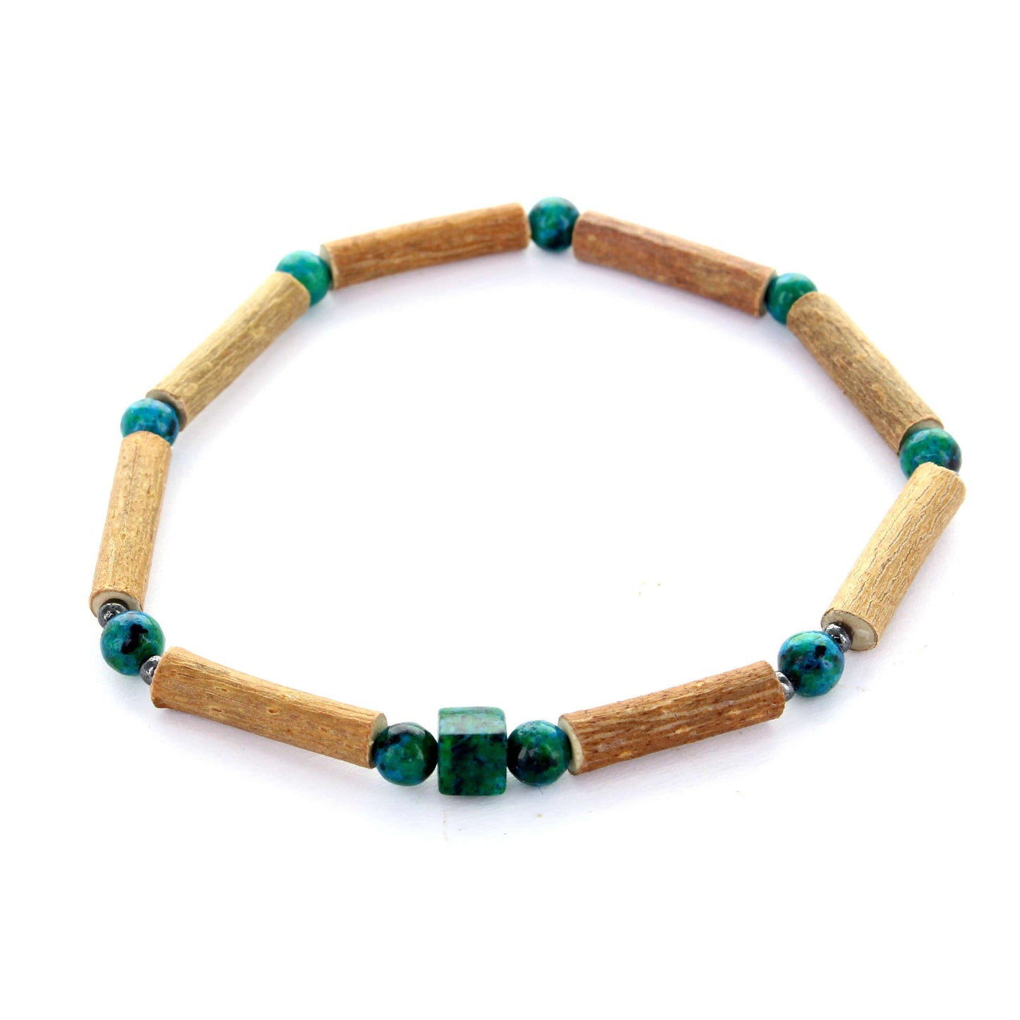 Bracelet Chrysocolle : Douceur, Équilibre - Noisetier pour Harmonie Naturelle