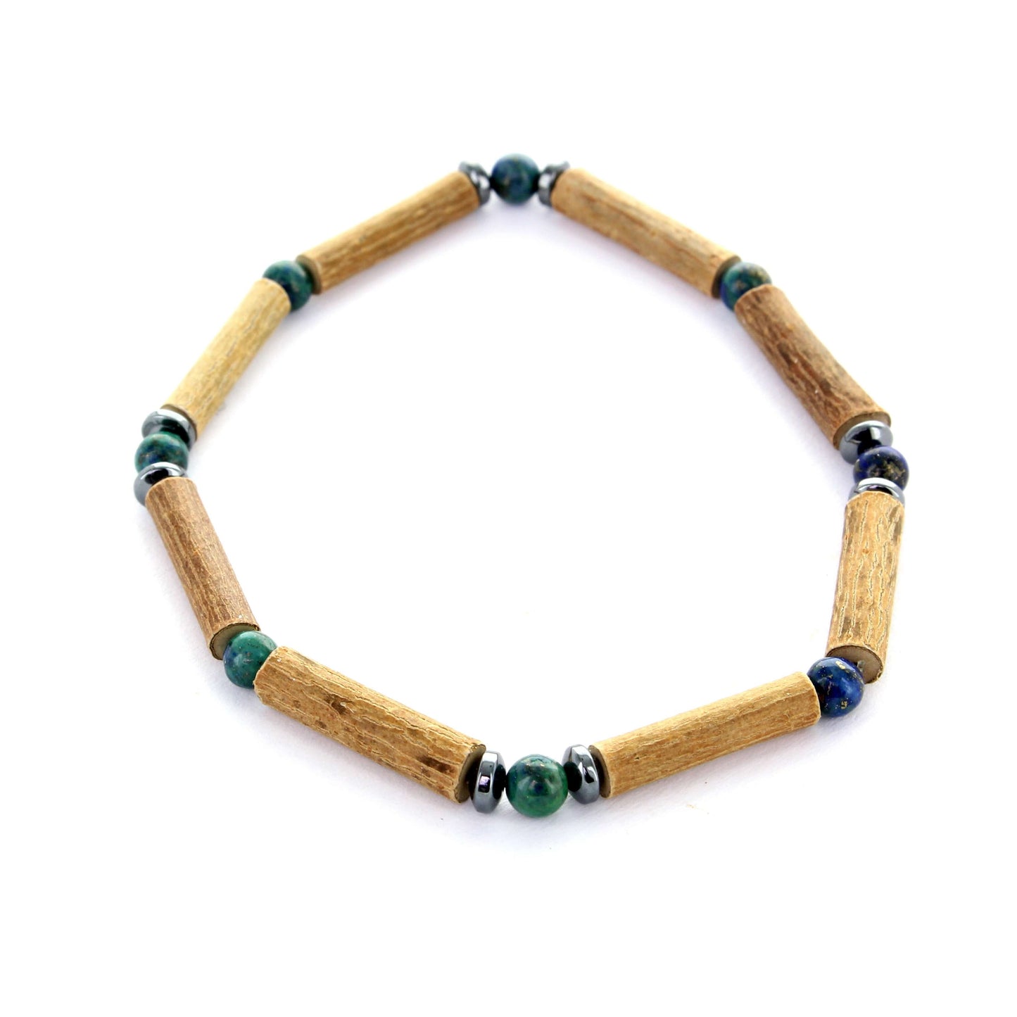 Bracelet Chrysocolle - Apaisement Assuré avec Noisetier et Hématite pour une Harmonie Naturelle