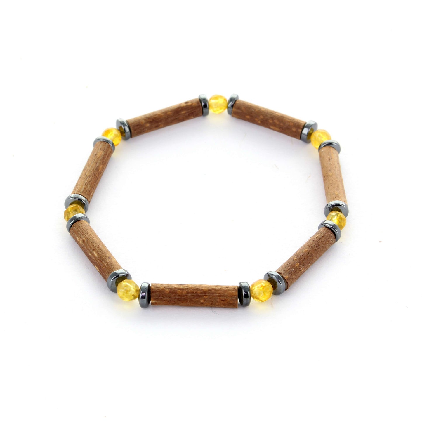 Bracelet Citrine - Richesse, Vitalité et Protection avec Noisetier et Hématite