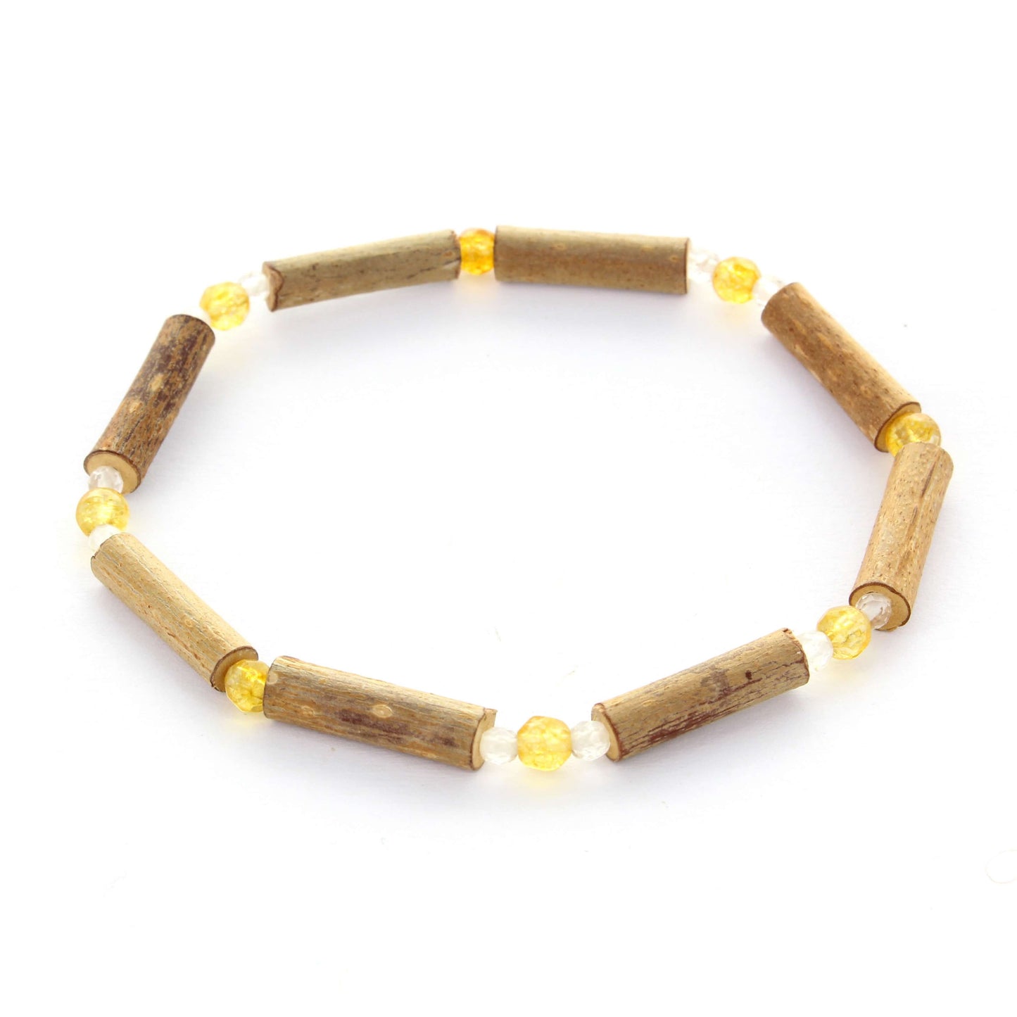 Bracelet Citrine - Confiance et Estime de Soi - Noisetier et Cristal de Roche