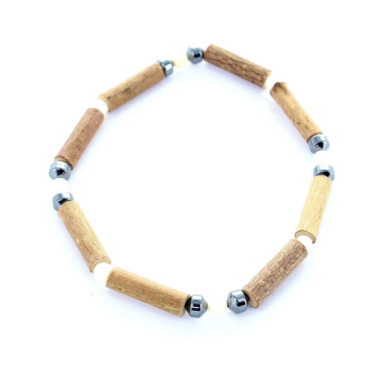 Bracelet Anti-Stress en Corail Blanc, Noisetier et Hématite pour la Santé et le Bien-être