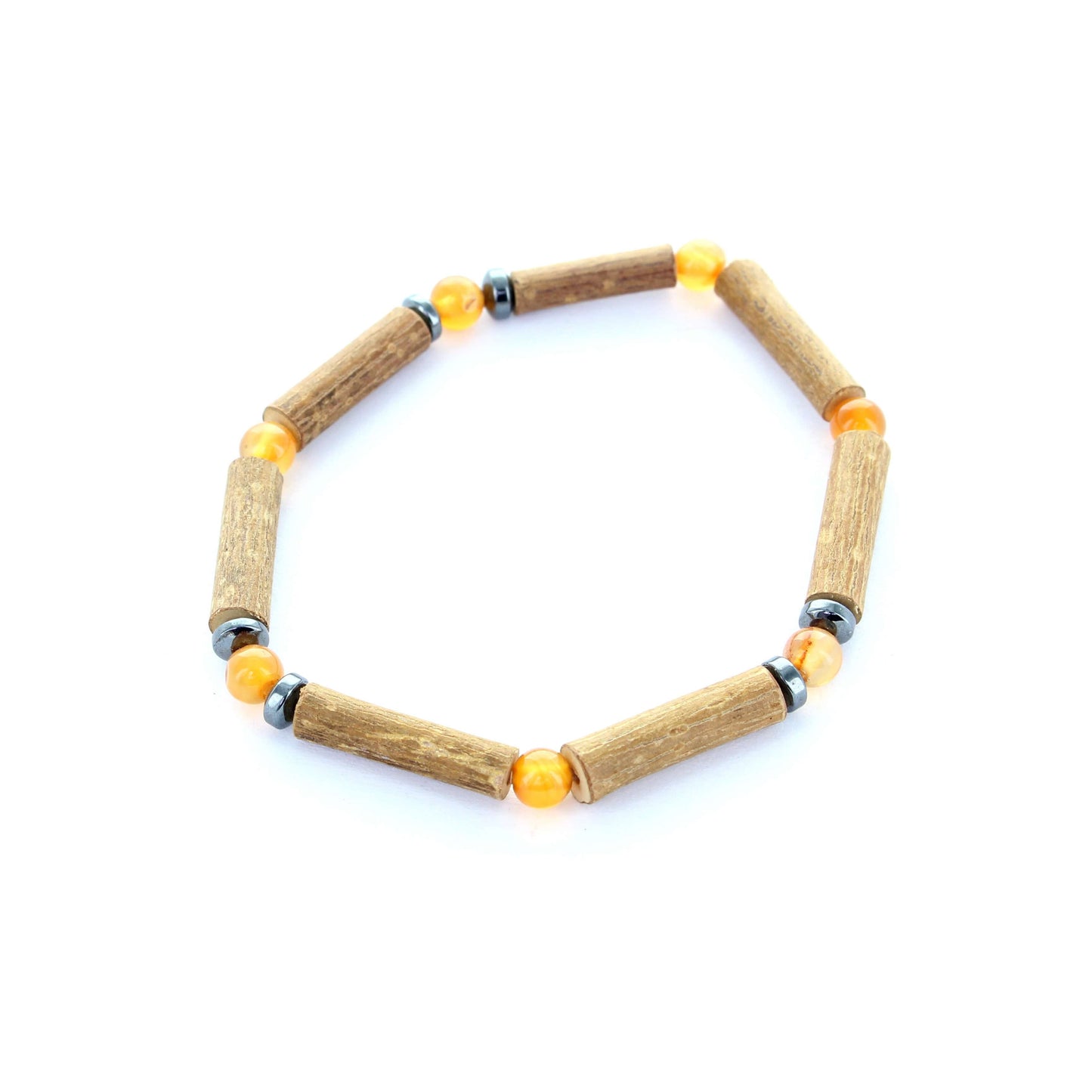 Bracelet en Cornaline pour la Vitalité et la Confiance en Soi avec Noisetier et Hématite
