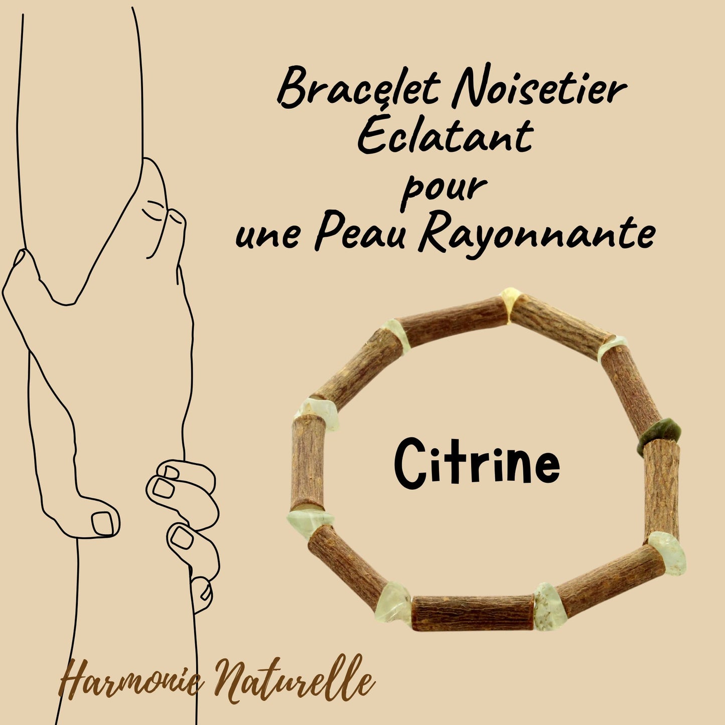 Bracelet Citrine - Éclat et Soin pour une Peau Lumineuse avec le Noisetier