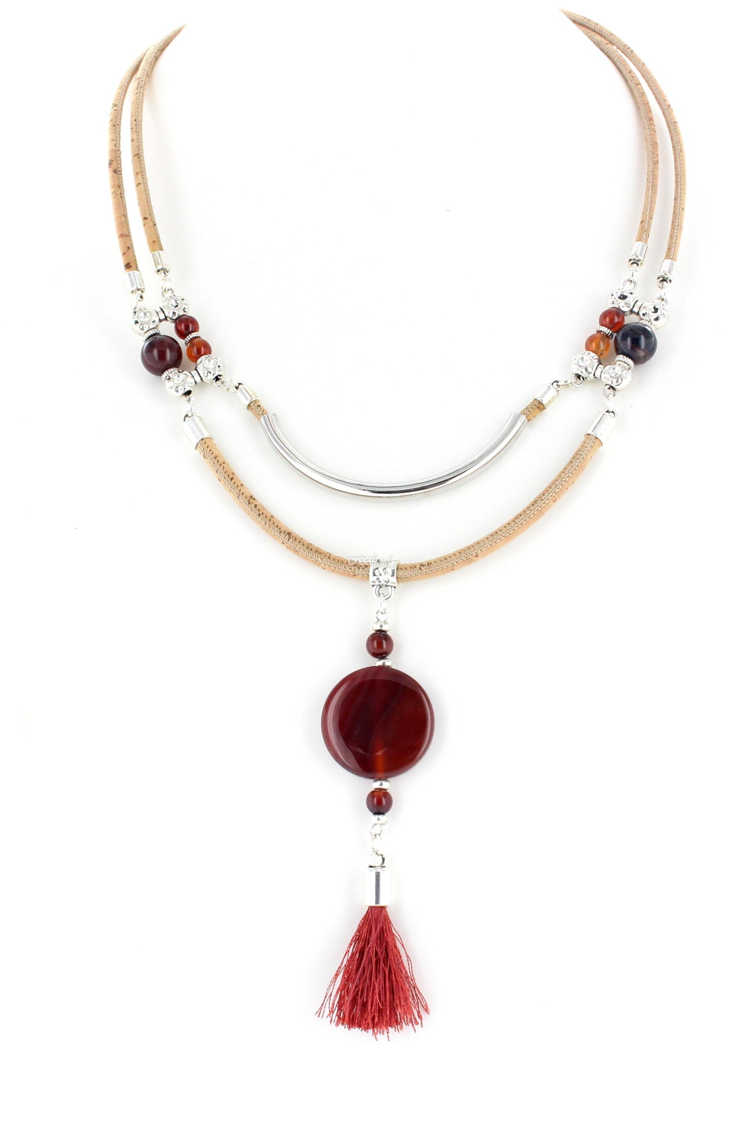 Collier en liège | pierre Agate | Modèle 7